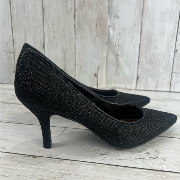 Fioni Night Womens 145282 Black Glittered Pointed Toe Slip On Size 9 Heels - Picture 7 of 14